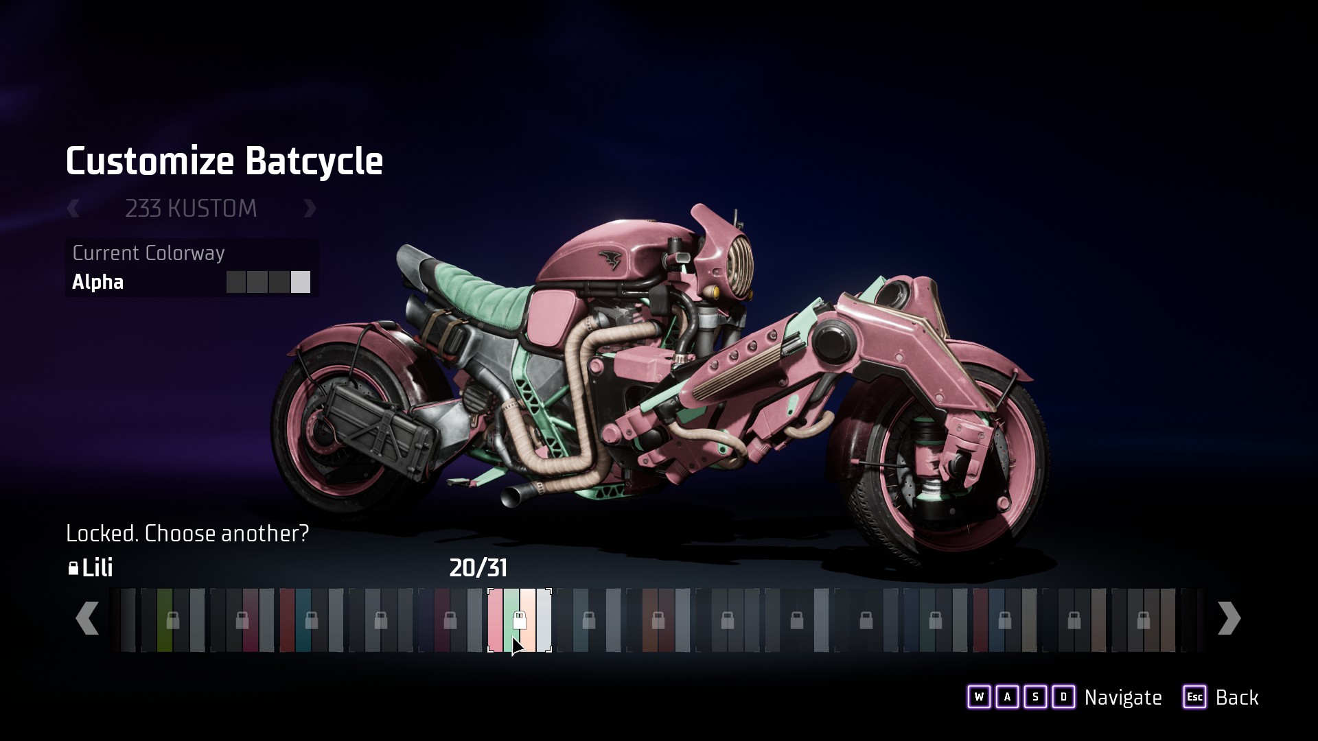 batcycle customization screen gotham knights