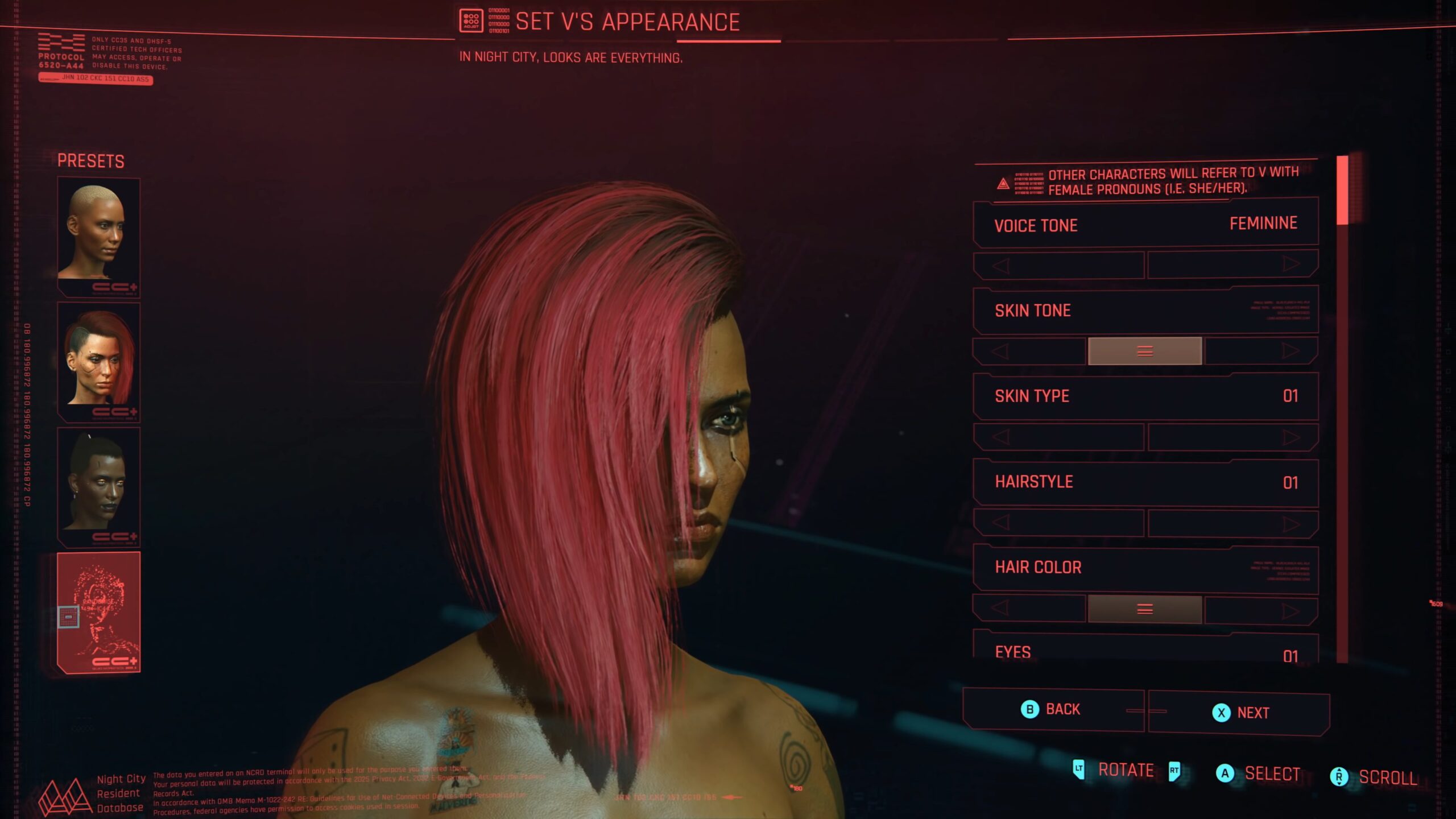 Cyberpunk 2077 — character creation