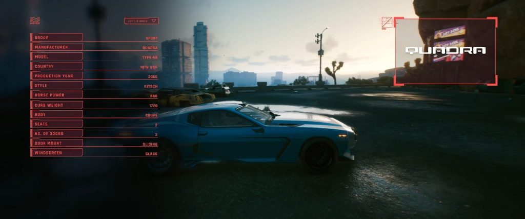 Cyberpunk 2077 Vehicles Guide Sport Tier Quadra Type 66