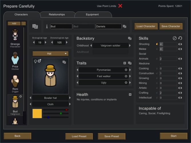 Rimworld Prepare Carefully Mod Screenshot