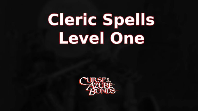 curse of the azure bonds cleric spells level one