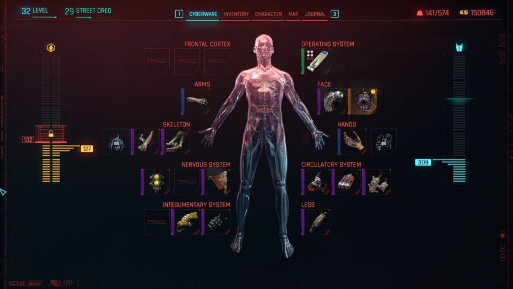 cyberpunk 2077 cyberware menu