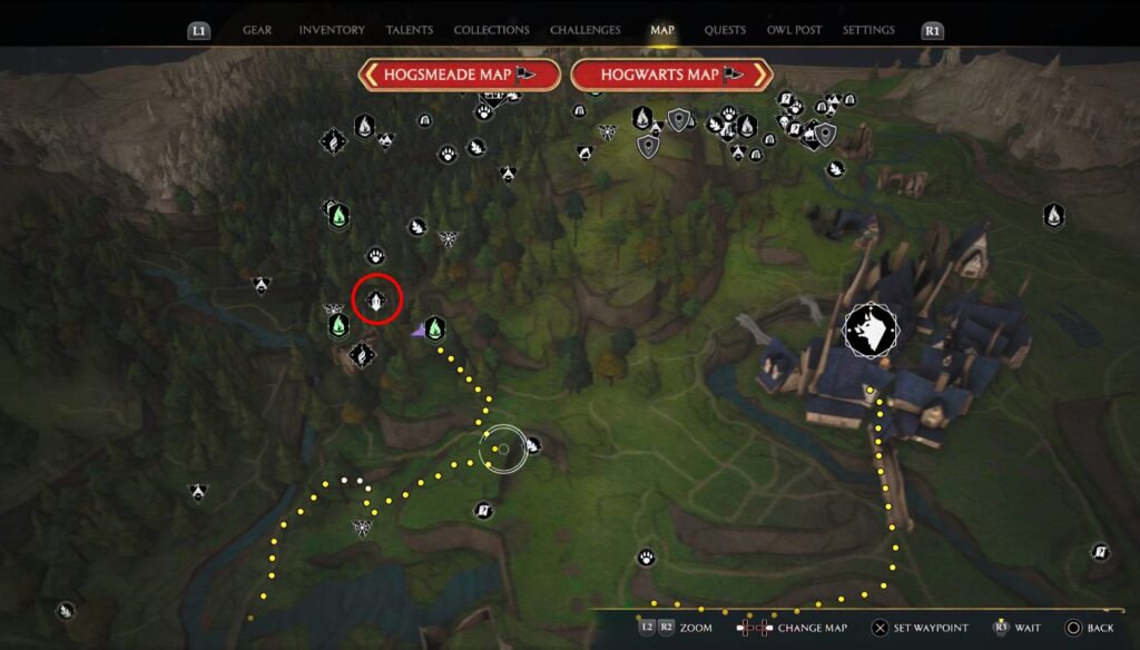 dark arts battle arena location zoomed in hogwarts legacy