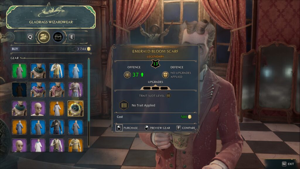 example of legendary gear in shop hogwarts legacy