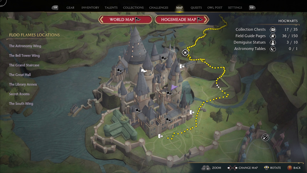 hogwarts legacy floo flame guide hogwarts map