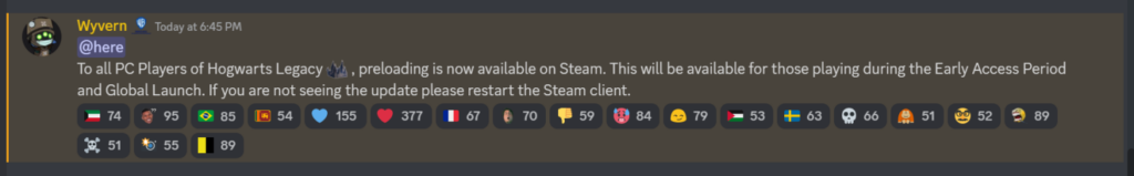 hogwarts legacy steam preload announcement