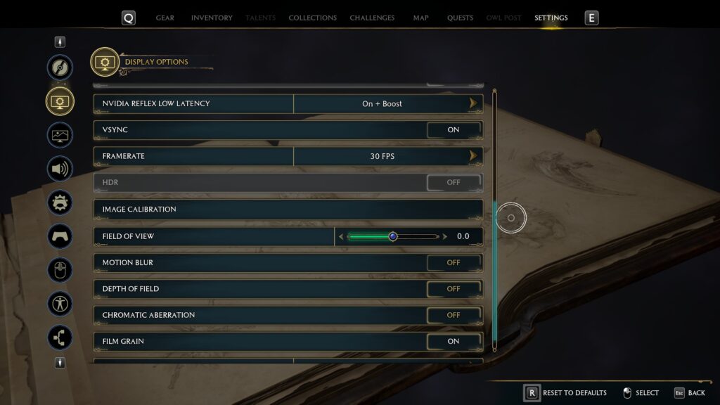 performance fixes image hogwarts legacy settings menu